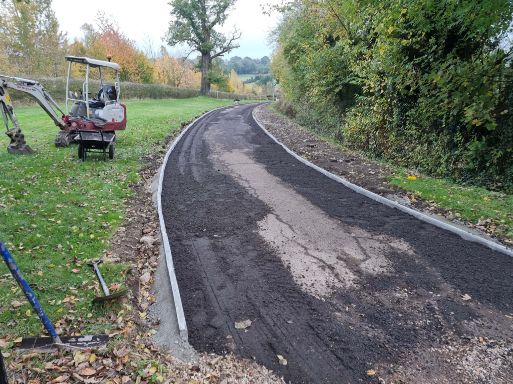 This is a large driveway which is in the process of having a tar and chip driveway installed on by Eye Driveways