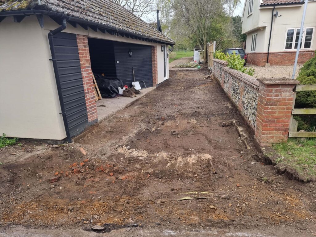 This is a tarmac driveway that is in the process of being dug out and installed by Eye Driveways